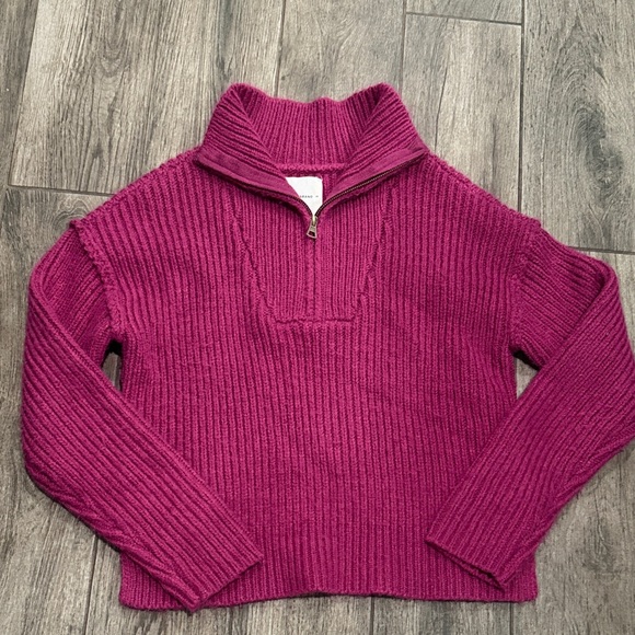 Lucky Brand Women's Half Zip Pullover Sweater - Raspberry Color - Picture 2 of 5